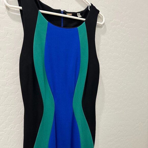 Tahari Women's Sheath Colorblock Dress (Size 8) Green, Black & Blue - Picture 2 of 9